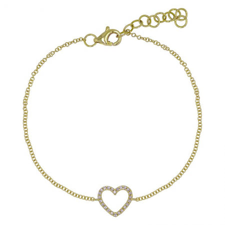Agent Jewel - 14k Yellow Gold Open Heart Diamond Bracelet
