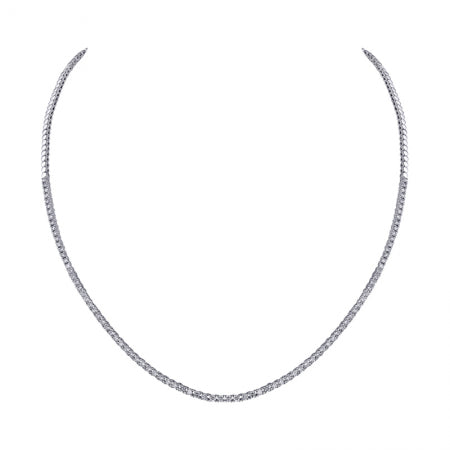 Agent Jewel - 14k White Gold Diamond Tennis Necklace / Half Way