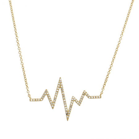 Agent Jewel - 14k Yellow Gold Diamond Heart Cardiogram Necklace
