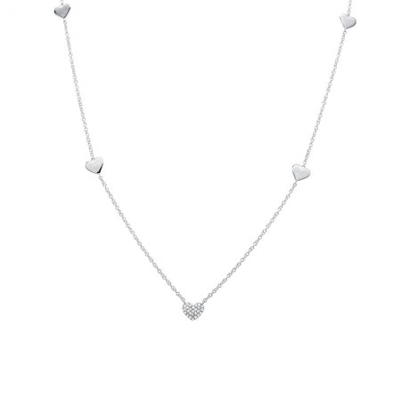 Agent Jewel - 14k White Gold Diamond Heart Necklace