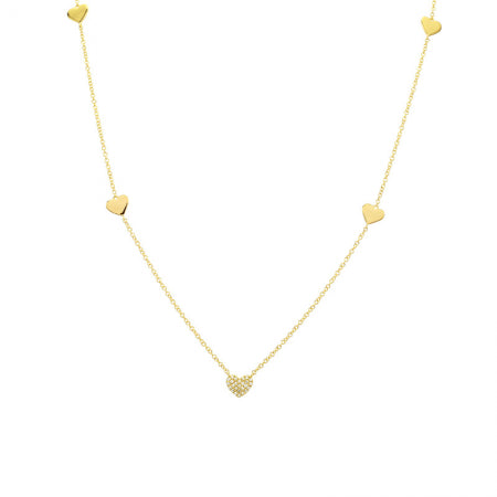 Agent Jewel - 14k Yellow Gold Diamond Heart Necklace