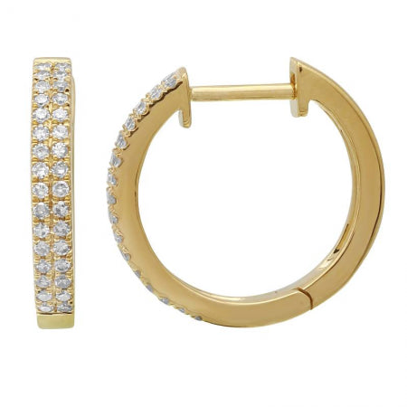 Agent Jewel - 14k Yellow Gold Double Row Diamond Huggie Earrings
