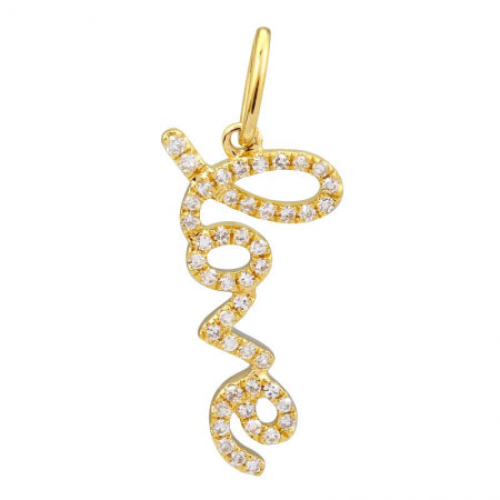 Agent Jewel - 14k Yellow Gold Love Diamond Necklace Charm