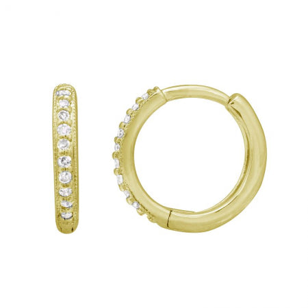 Agent Jewel - 14k Yellow Gold Diamond Round Huggie Earrings