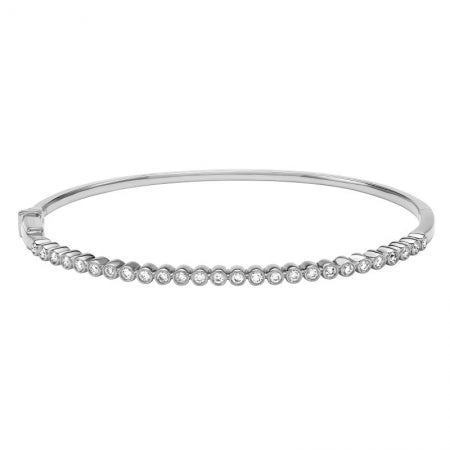 Agent Jewel - 14k White Gold Bezel Setting Diamond Bangle