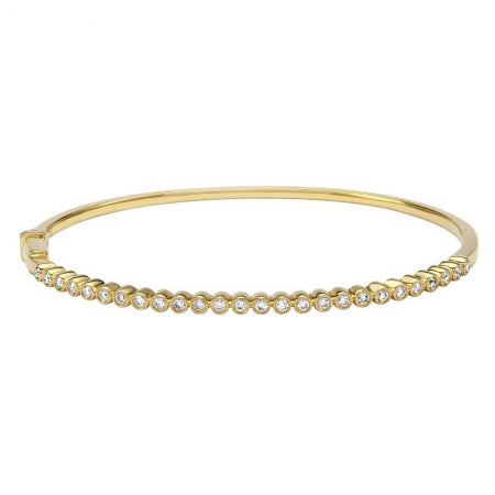 Agent Jewel - 14k Yellow Gold Bezel Setting Diamond Bangle