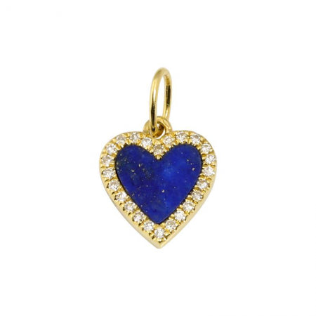 Agent Jewel - 14k Yellow Gold Lapis Heart Necklace Charm