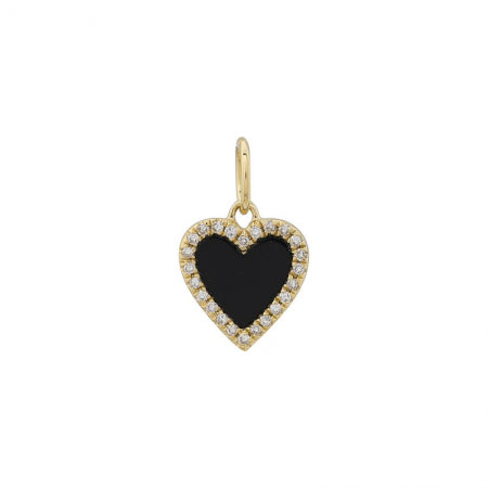 Agent Jewel - 14k Yellow Gold Onyx Heart Necklace Charm