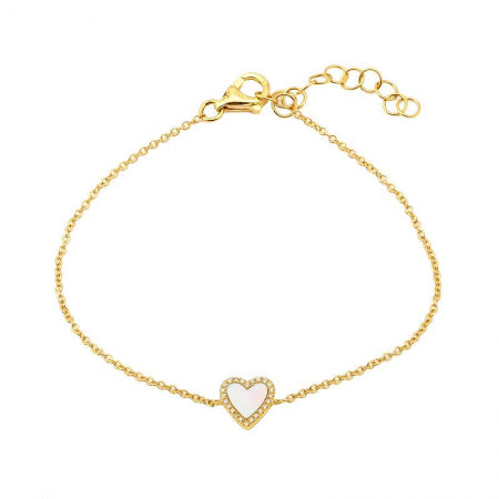 Agent Jewel - 14k Yellow Gold Mop Heart Bracelet