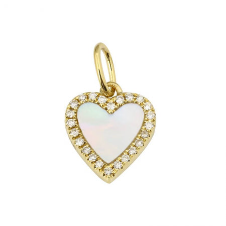Agent Jewel - 14k Yellow Gold Mop Heart Necklace Charm