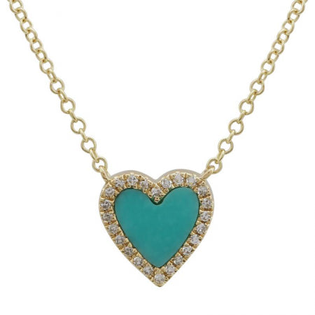Agent Jewel - 14k Yellow Gold Turquoise Heart Necklace