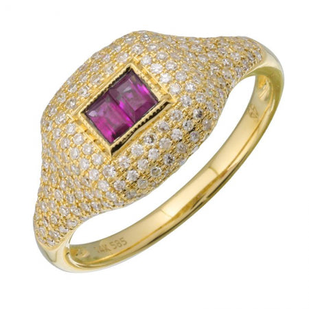 Agent Jewel - 14k Yellow Gold Ruby Signet Ring