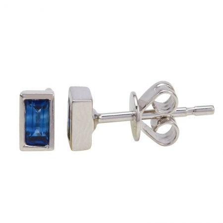 Agent Jewel - 14k White Gold Sapphire Stud Earrings
