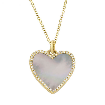 Agent Jewel - 14k Yellow Gold Heart Mop Necklace