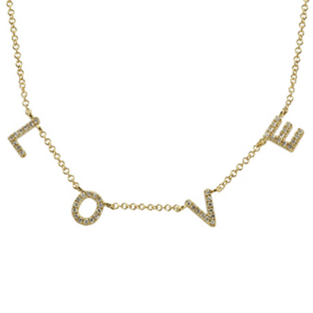 Agent Jewel - 14k Yellow Gold  Love Diamond Necklace