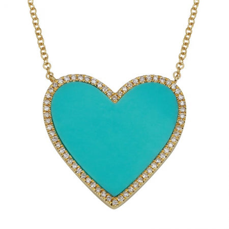 Agent Jewel - 14k Yellow Gold Heart Turquoise Necklace