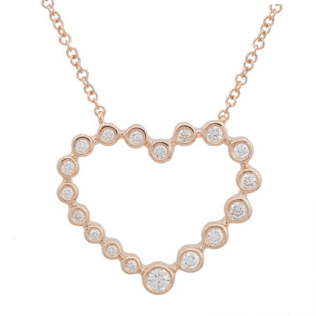 Agent Jewel - 14k Rose Gold Open Heart Diamond Necklace