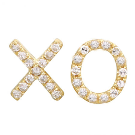 Agent Jewel - 14k Yellow Gold Xo Diamond Stud Earrings